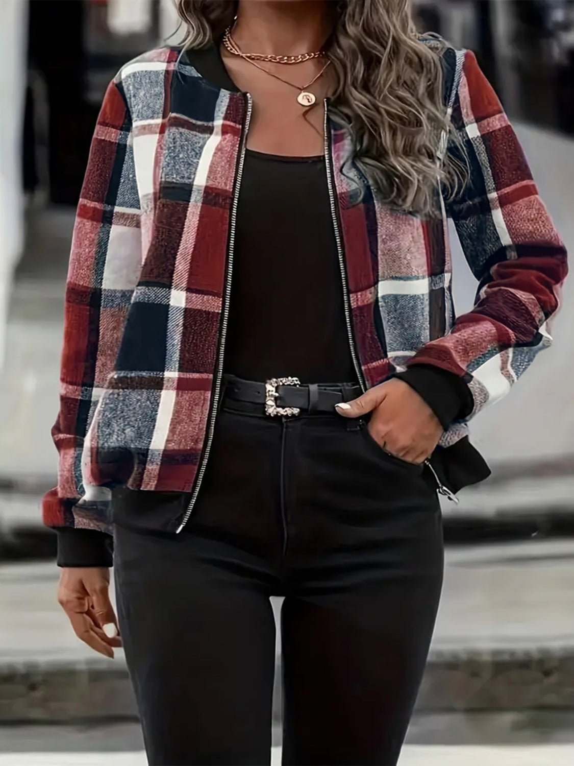 Plus Size Plaid Baseball Collar Zip Up Jacket - GirlyBayPlus Size ClothesPlus Size Plaid Baseball Collar Zip Up Jacket1001002161261681XLBurgundyGirlyBayPlus Size Plaid Baseball Collar Zip Up Jacket
