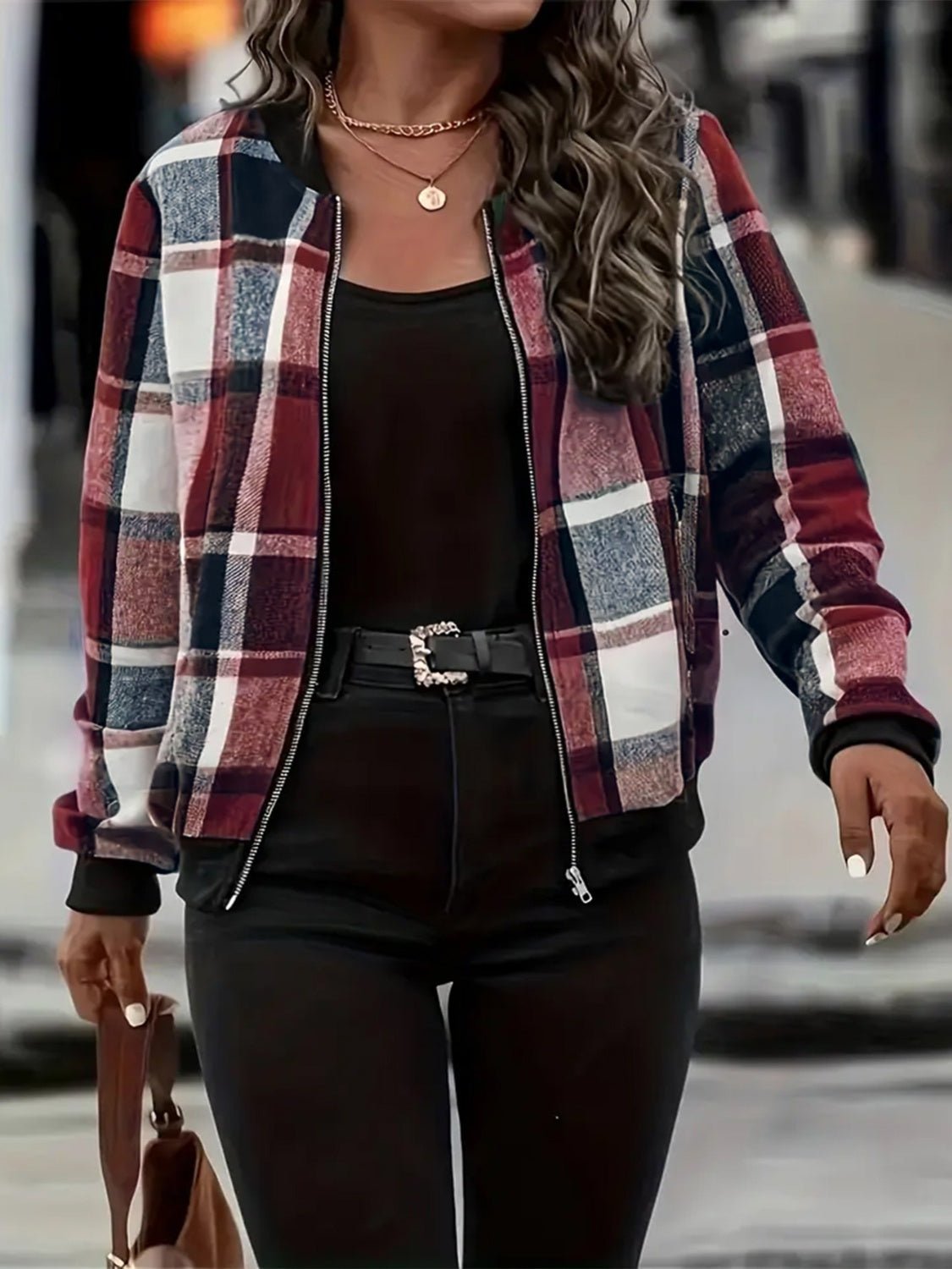 Plus Size Plaid Baseball Collar Zip Up Jacket - GirlyBayPlus Size ClothesPlus Size Plaid Baseball Collar Zip Up Jacket1001002161261681XLBurgundyGirlyBayPlus Size Plaid Baseball Collar Zip Up Jacket