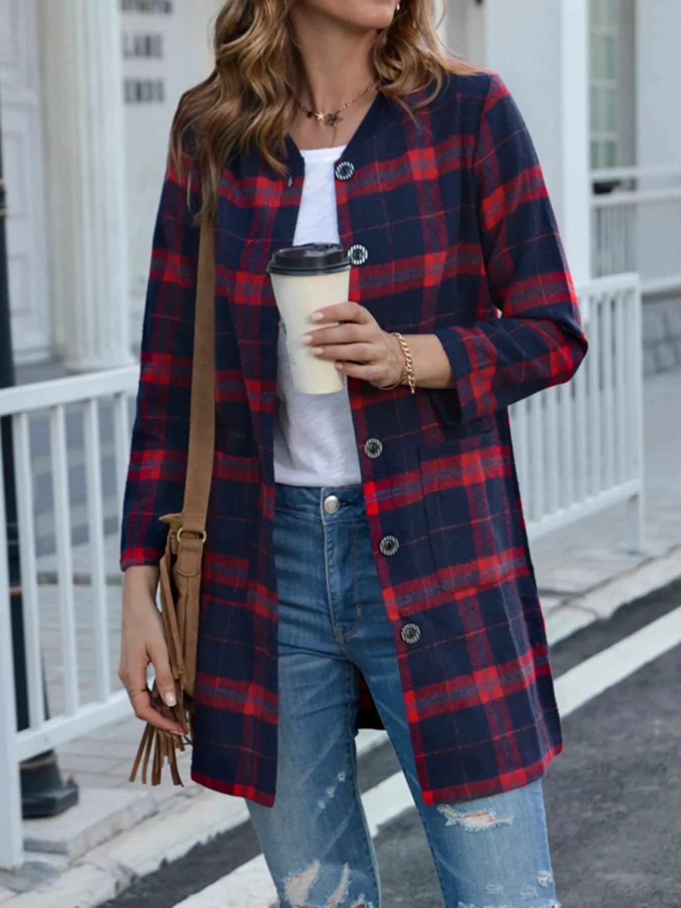 Plus Size Plaid Button - Down Longline Shirt - GirlyBayOuterwear9d479722 - b622 - 4771 - a545 - afe5c0177788 - Max - Origin1001003079115320XLScarletGirlyBay9d479722 - b622 - 4771 - a545 - afe5c0177788 - Max - OriginPlus Size Plaid Button - Down Longline ShirtOuterwearGirlyBay100100307911532