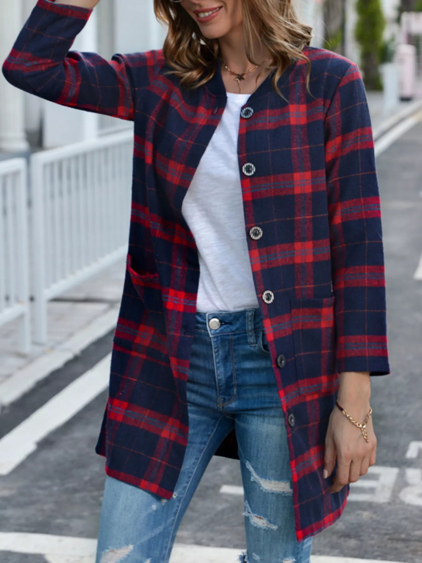 Plus Size Plaid Button - Down Longline Shirt - GirlyBayOuterwear358678d6 - 1560 - 49fc - a603 - d39094bf2dba - Max - Origin1001003079115320XLScarletGirlyBay358678d6 - 1560 - 49fc - a603 - d39094bf2dba - Max - OriginPlus Size Plaid Button - Down Longline ShirtOuterwearGirlyBay100100307911532