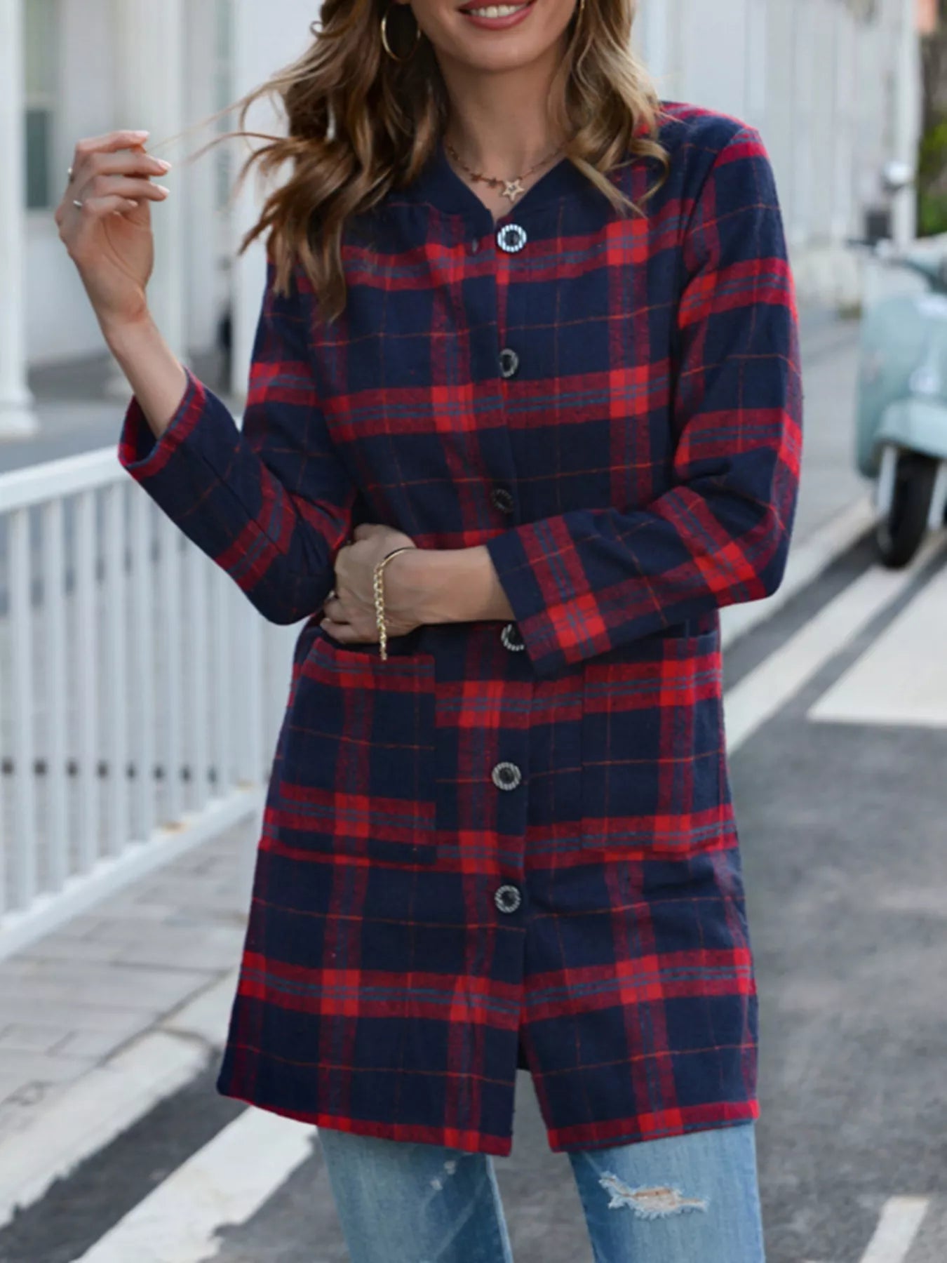 Plus Size Plaid Button - Down Longline Shirt - GirlyBayOuterwear828face7 - 579c - 49a6 - 9348 - 4872fab22605 - Max - Origin1001003079115320XLScarletGirlyBay828face7 - 579c - 49a6 - 9348 - 4872fab22605 - Max - OriginPlus Size Plaid Button - Down Longline ShirtOuterwearGirlyBay100100307911532