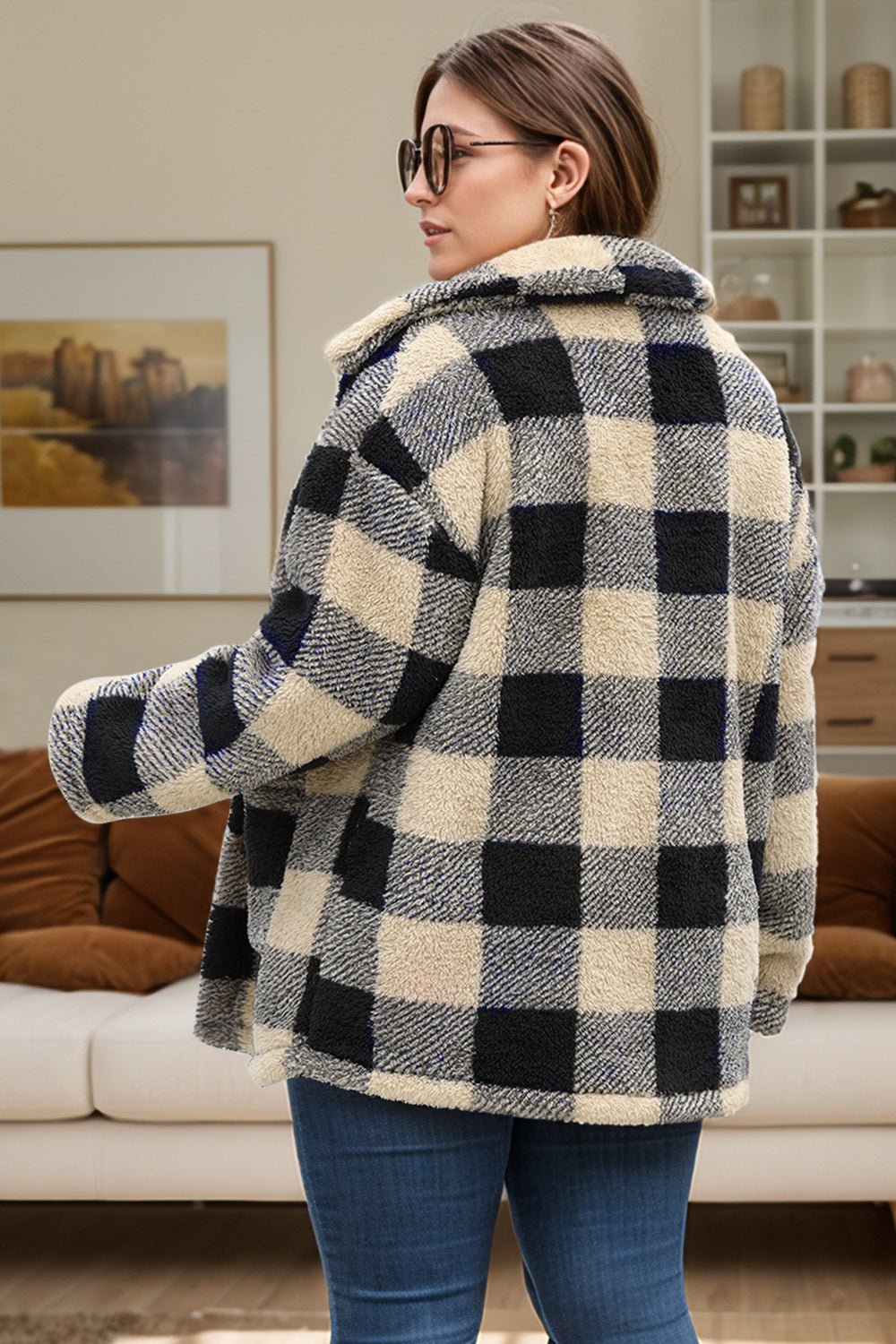Plus Size Plaid Button Up Long Sleeve Coat - GirlyBayPlus Size ClothesPlus Size Plaid Button Up Long Sleeve Coat1001001277395611XLCamelGirlyBayPlus Size Plaid Button Up Long Sleeve Coat