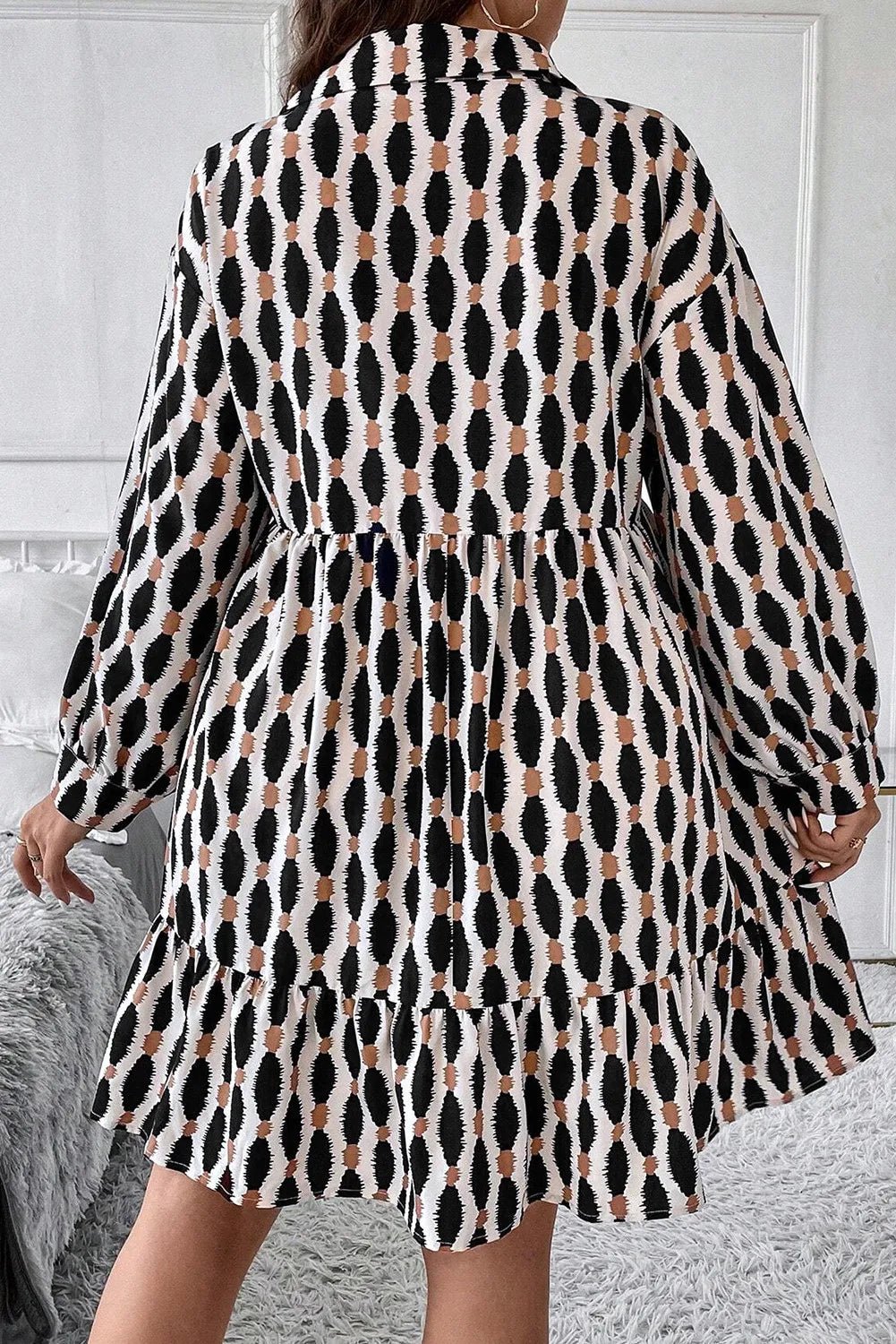 Plus Size Printed Johnny Collar Long Sleeve Dress - GirlyBayPlus Size ClothesPlus Size Printed Johnny Collar Long Sleeve Dress1001007240910511XLBlackGirlyBayPlus Size Printed Johnny Collar Long Sleeve Dress