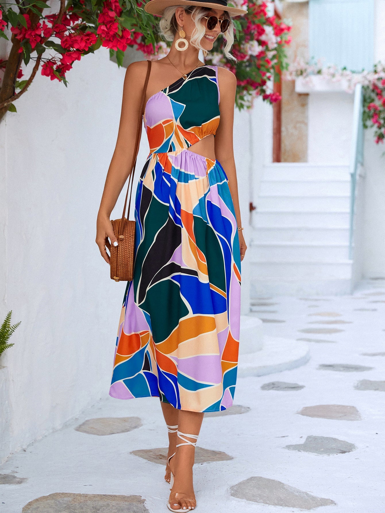 Printed Cutout One - Shoulder Sleeveless Dress - GirlyBayPrinted Cutout One - Shoulder Sleeveless Dress100100534507954SBlueGirlyBayPrinted Cutout One - Shoulder Sleeveless Dress