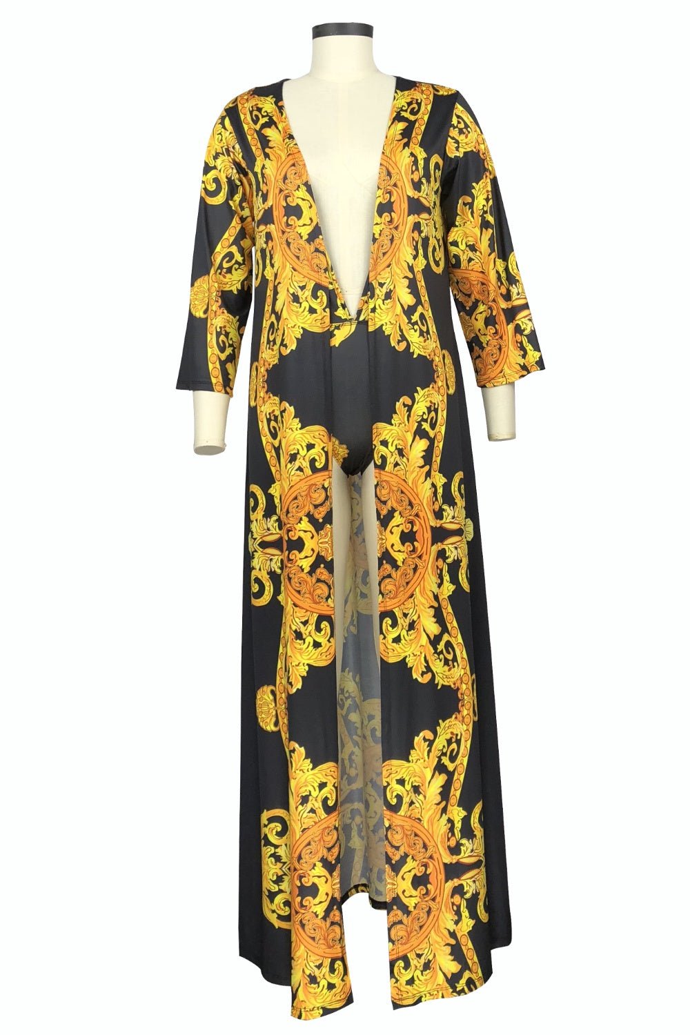 Printed Plunge One-Piece and Cover Up Swim SetCover UpsGirlyBayTrendsi