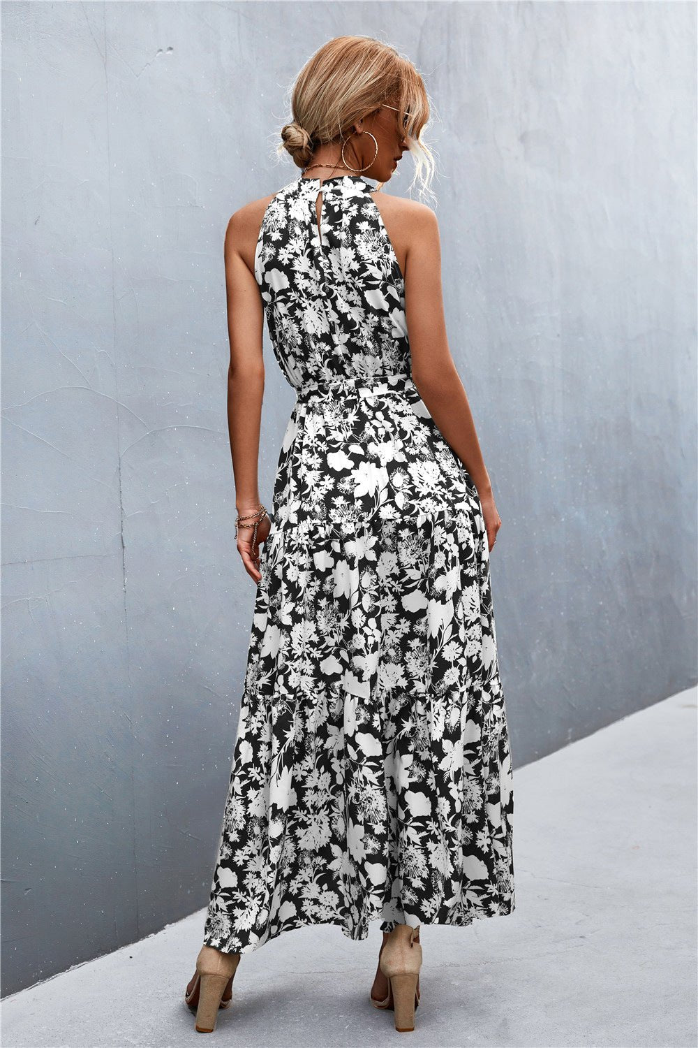 Printed Sleeveless Tie Waist Maxi Dress - GirlyBayPrinted Sleeveless Tie Waist Maxi Dress100100900731367SBlack/White/FloralGirlyBayPrinted Sleeveless Tie Waist Maxi Dress