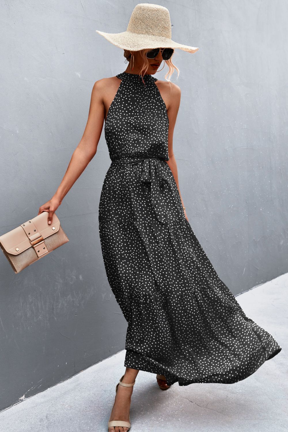 Printed Sleeveless Tie Waist Maxi Dress - GirlyBayPrinted Sleeveless Tie Waist Maxi Dress100100900735936SBlackGirlyBayPrinted Sleeveless Tie Waist Maxi Dress