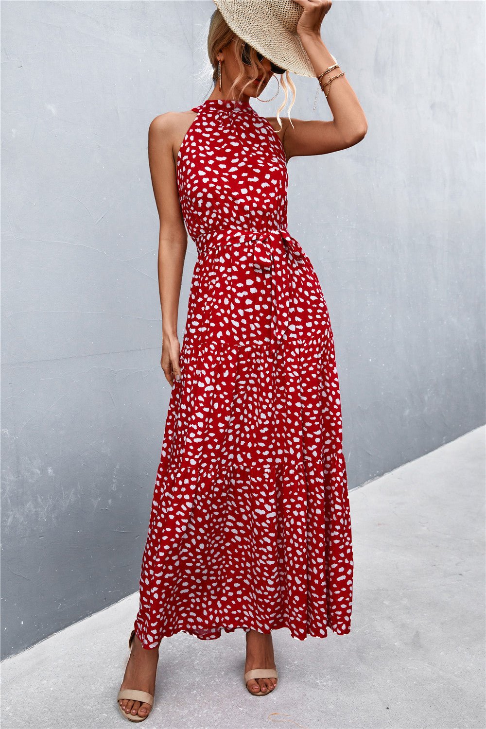Printed Sleeveless Tie Waist Maxi Dress - GirlyBayPrinted Sleeveless Tie Waist Maxi Dress100100900737243SScarlettGirlyBayPrinted Sleeveless Tie Waist Maxi Dress