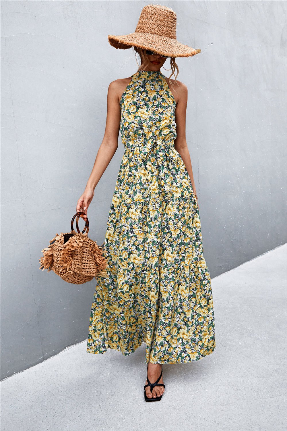 Printed Sleeveless Tie Waist Maxi Dress - GirlyBayPrinted Sleeveless Tie Waist Maxi Dress100100900738452SYellow/FloralGirlyBayPrinted Sleeveless Tie Waist Maxi Dress