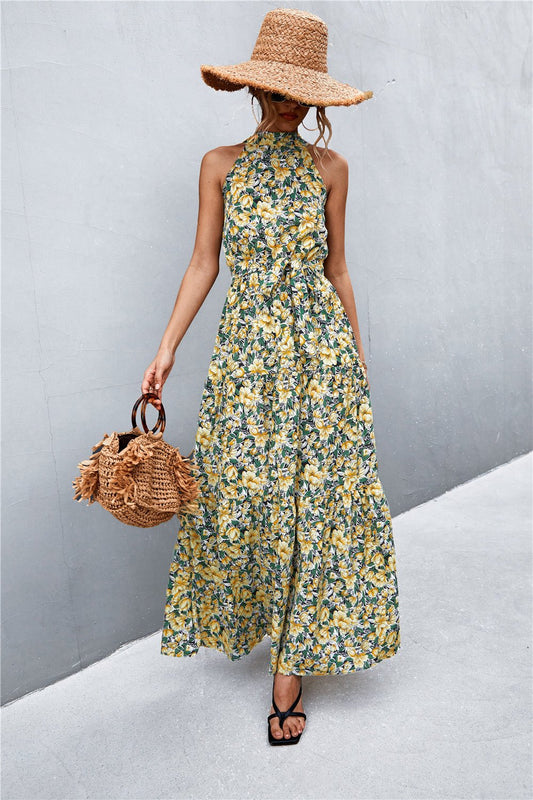Printed Sleeveless Tie Waist Maxi Dress - GirlyBayPrinted Sleeveless Tie Waist Maxi Dress100100900738452SYellow/FloralGirlyBayPrinted Sleeveless Tie Waist Maxi Dress