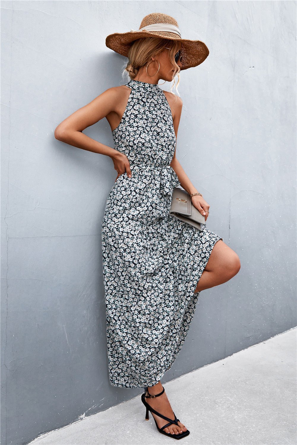 Printed Sleeveless Tie Waist Maxi Dress - GirlyBayPrinted Sleeveless Tie Waist Maxi Dress100100900739715SBlack/FloralGirlyBayPrinted Sleeveless Tie Waist Maxi Dress