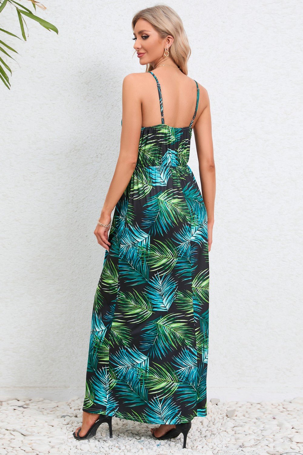 Printed Surplice Maxi Cami DressTrendsi100100264981195TurquoiseSTurquoiseH.Y.G@ETurquoiseShip From Overseas
