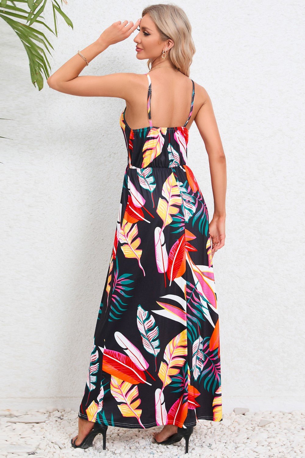Printed Surplice Maxi Cami DressTrendsi100100264981629BlackSBlackH.Y.G@EBlackShip From Overseas