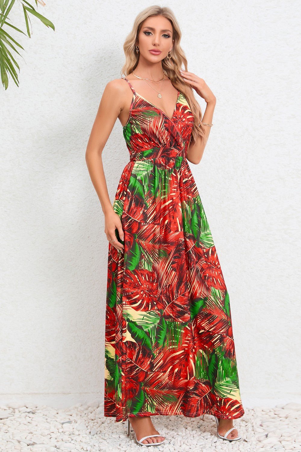 Printed Surplice Maxi Cami DressTrendsi100100264982126Orange-RedSOrange-RedH.Y.G@EOrange-RedShip From Overseas