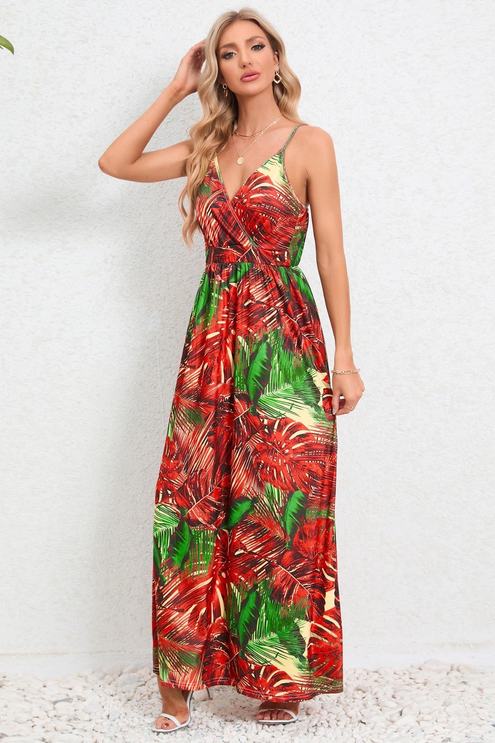 Printed Surplice Maxi Cami DressTrendsi100100264982126Orange-RedSOrange-RedH.Y.G@EOrange-RedShip From Overseas