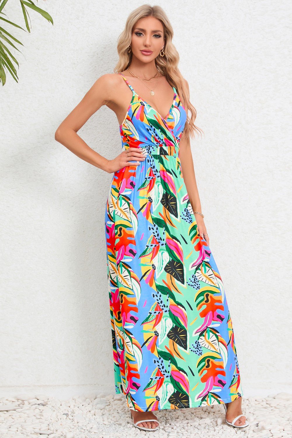 Printed Surplice Maxi Cami DressTrendsi100100264983196Light GreenSLight GreenH.Y.G@ELight GreenShip From Overseas