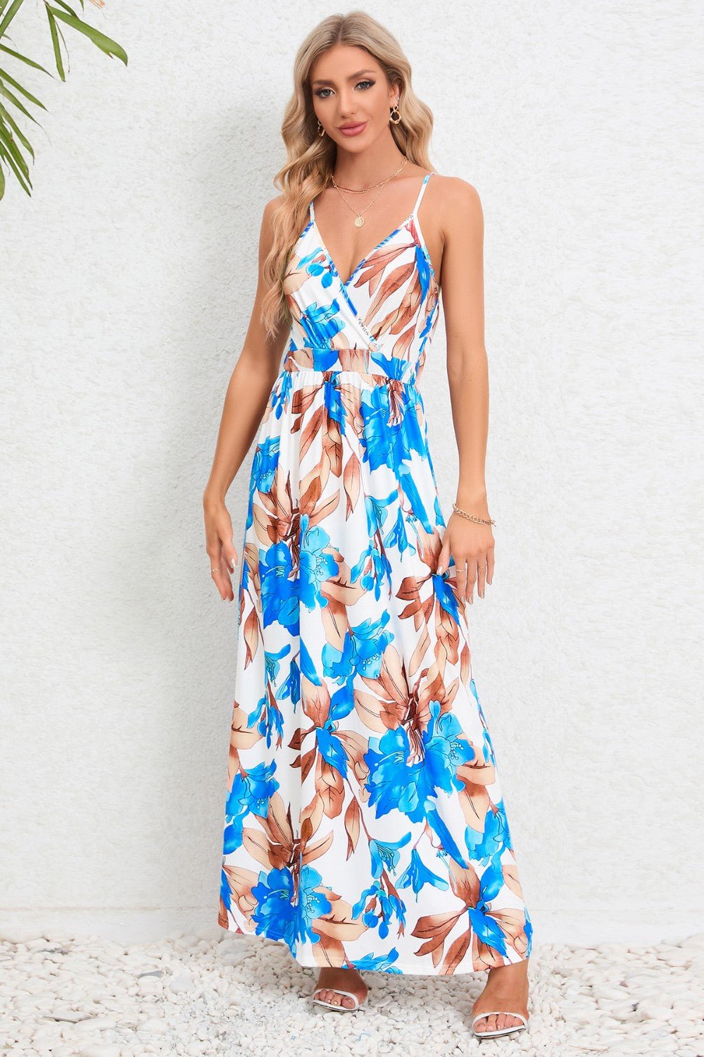 Printed Surplice Maxi Cami DressTrendsi100100264983671Light BlueSLight BlueH.Y.G@ELight BlueShip From Overseas