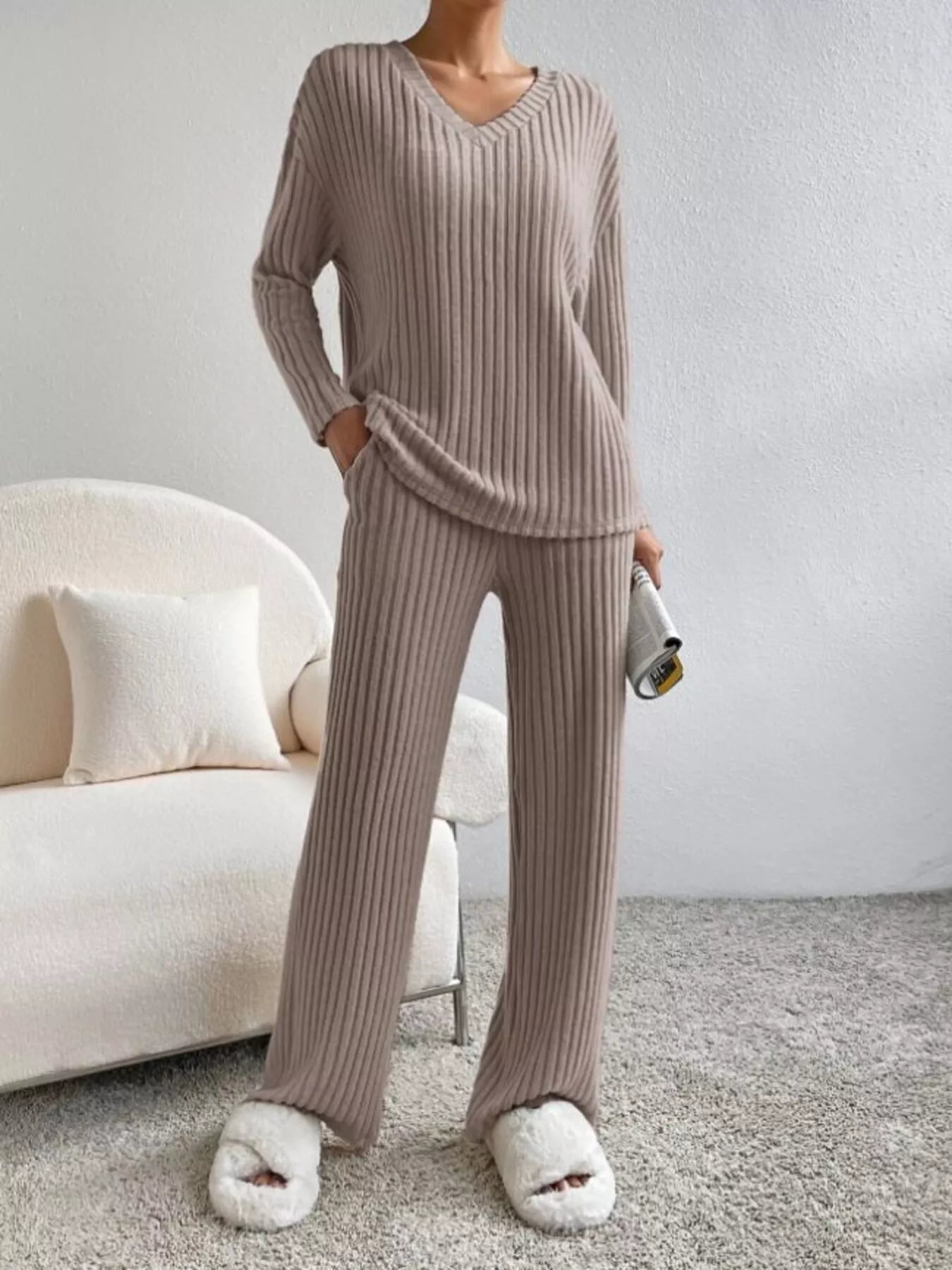 Ribbed Knit V - Neck Top and Pants Set - GirlyBayJumpsuits & Rompers8bd01ade20bb4cce8ab5cce06c974c0f - Max - Origin100100068711450XSKhakiGirlyBay8bd01ade20bb4cce8ab5cce06c974c0f - Max - OriginRibbed Knit V - Neck Top and Pants SetJumpsuits & RompersGirlyBay100100068711450