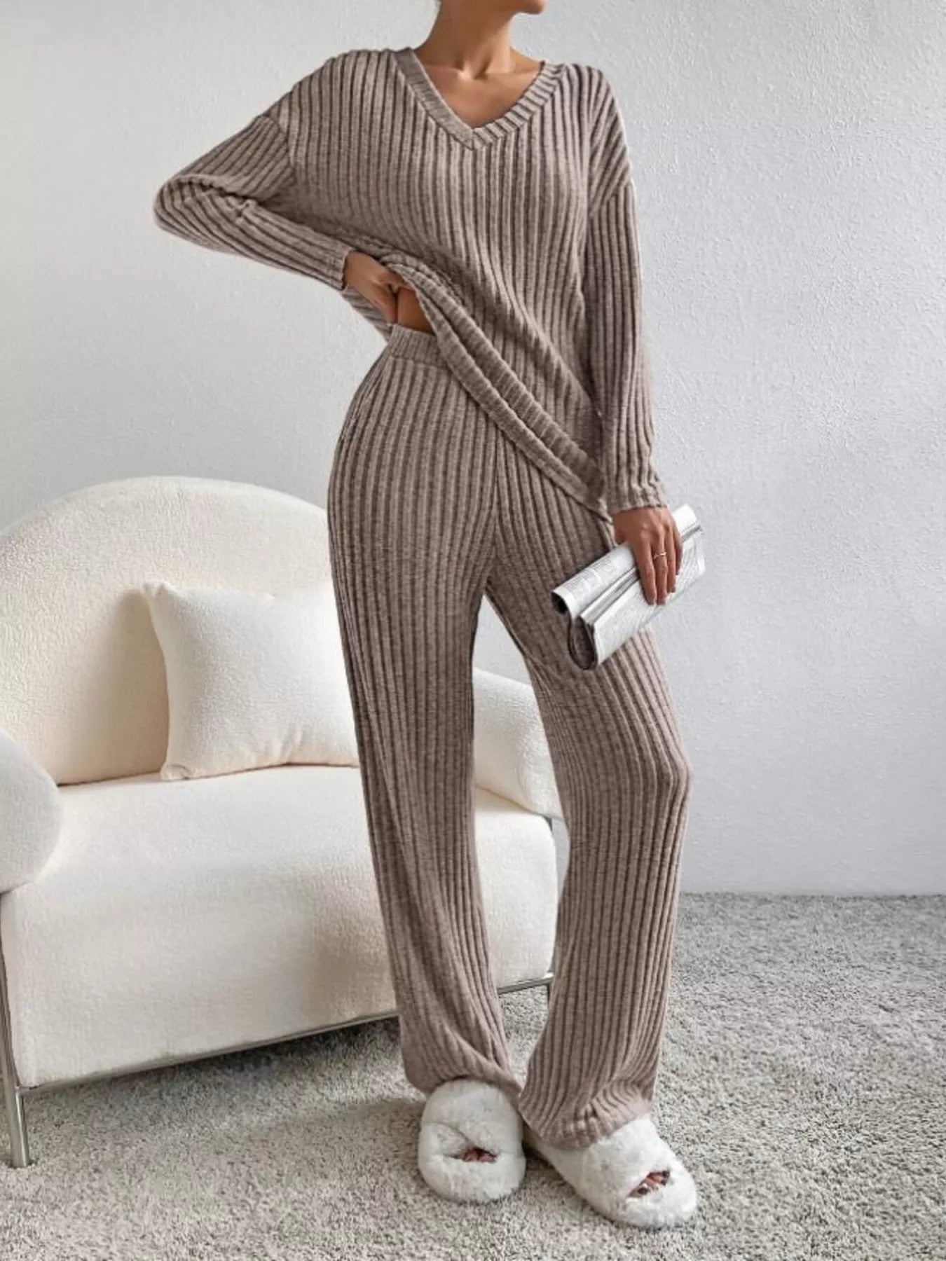 Ribbed Knit V - Neck Top and Pants Set - GirlyBayJumpsuits & Rompers3dd1b7642bb84e9fb77ef252edf50266 - Max - Origin100100068711450XSKhakiGirlyBay3dd1b7642bb84e9fb77ef252edf50266 - Max - OriginRibbed Knit V - Neck Top and Pants SetJumpsuits & RompersGirlyBay100100068711450