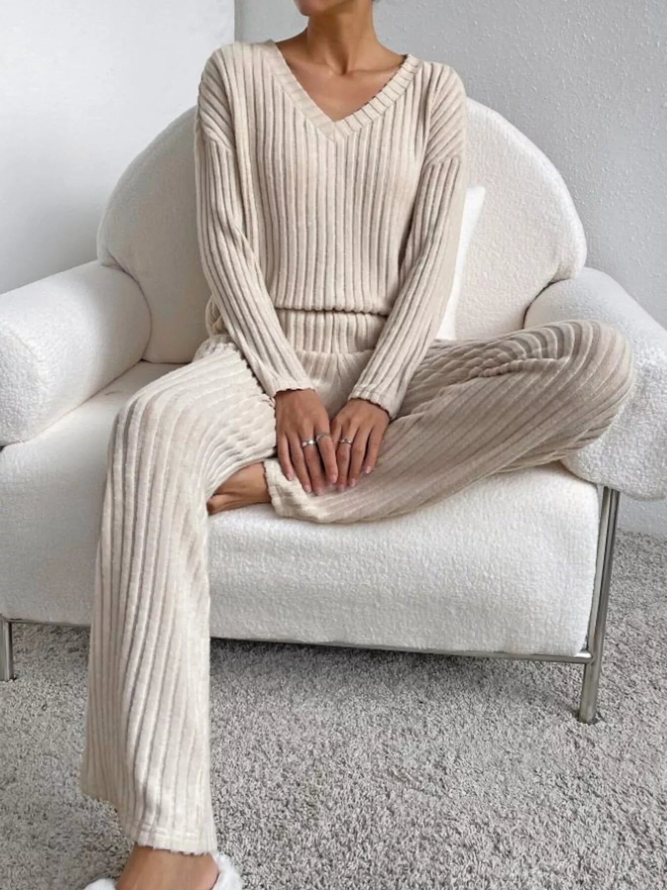 Ribbed Knit V - Neck Top and Pants Set - GirlyBayJumpsuits & Rompersb6d256898453475a91ca01fad9e63421 - Max - Origin100100068713976XSBeigeGirlyBayb6d256898453475a91ca01fad9e63421 - Max - OriginRibbed Knit V - Neck Top and Pants SetJumpsuits & RompersGirlyBay100100068713976