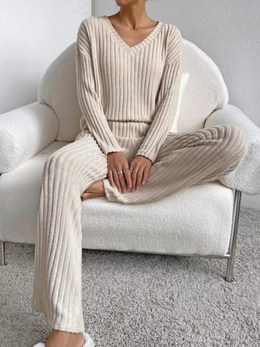 Ribbed Knit V - Neck Top and Pants Set - GirlyBayJumpsuits & Rompersb6d256898453475a91ca01fad9e63421 - Max - Origin100100068713976XSBeigeGirlyBayb6d256898453475a91ca01fad9e63421 - Max - OriginRibbed Knit V - Neck Top and Pants SetJumpsuits & RompersGirlyBay100100068713976
