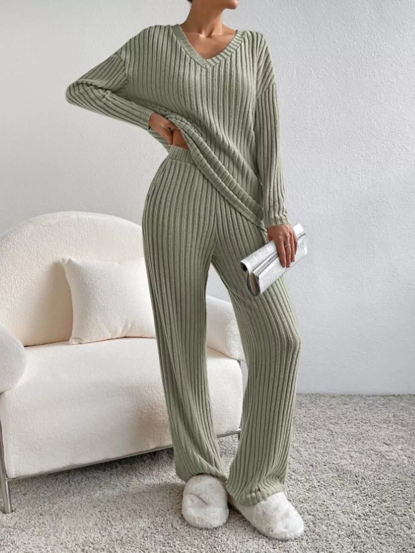 Ribbed Knit V - Neck Top and Pants Set - GirlyBayJumpsuits & Rompersa46d6fb2b23b4ccdb6a2b9eb206d6c84 - Max - Origin100100068715921XSSageGirlyBaya46d6fb2b23b4ccdb6a2b9eb206d6c84 - Max - OriginRibbed Knit V - Neck Top and Pants SetJumpsuits & RompersGirlyBay100100068715921