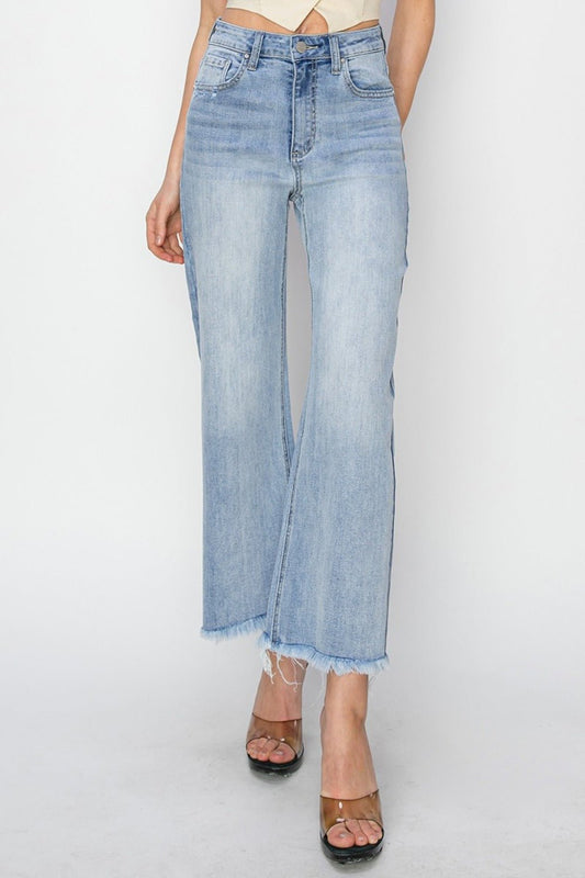 RISEN High Rise Crop Wide Fray Hem Jeans - GirlyBayJeans & DenimRISEN High Rise Crop Wide Fray Hem Jeans1001005890622611(25)LightGirlyBayRISEN High Rise Crop Wide Fray Hem Jeans