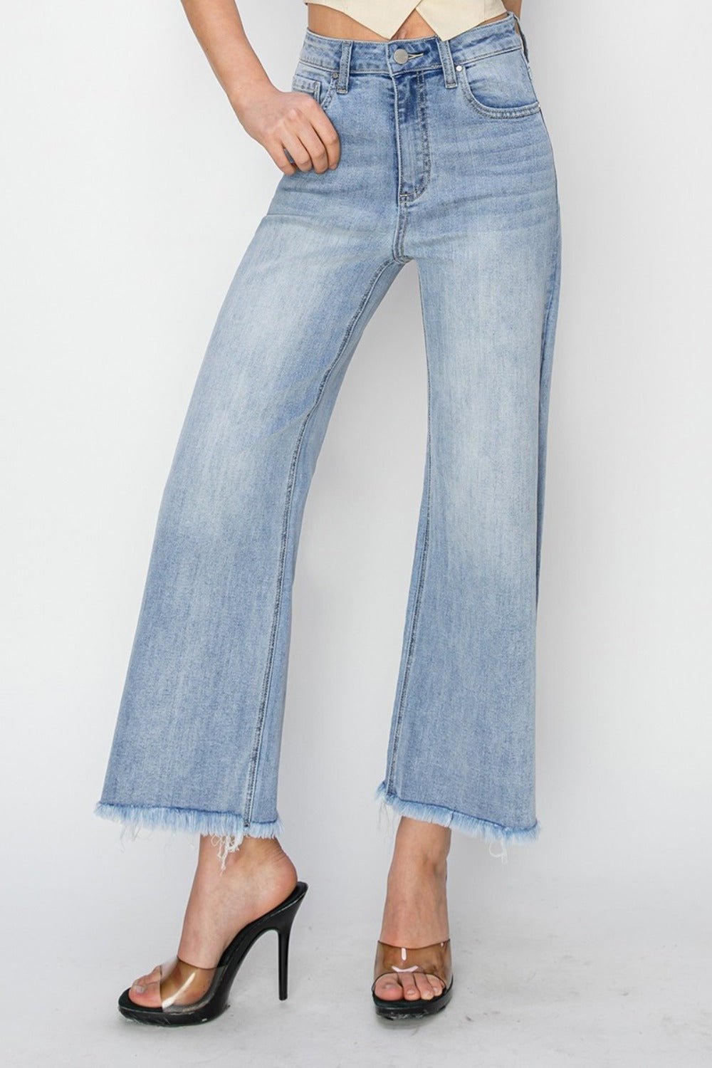 RISEN High Rise Crop Wide Fray Hem Jeans - GirlyBayJeans & DenimRISEN High Rise Crop Wide Fray Hem Jeans1001005890622611(25)LightGirlyBayRISEN High Rise Crop Wide Fray Hem Jeans