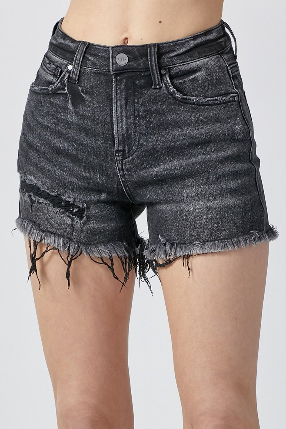 RISEN Raw Hem Denim Shorts with Pockets - GirlyBayJeans & DenimRISEN Raw Hem Denim Shorts with Pockets100100059631003SBlackGirlyBayRISEN Raw Hem Denim Shorts with Pockets