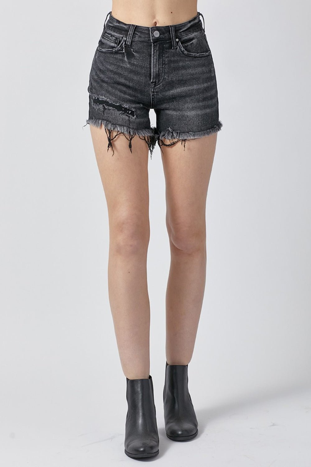 RISEN Raw Hem Denim Shorts with Pockets - GirlyBayJeans & DenimRISEN Raw Hem Denim Shorts with Pockets100100059631003SBlackGirlyBayRISEN Raw Hem Denim Shorts with Pockets