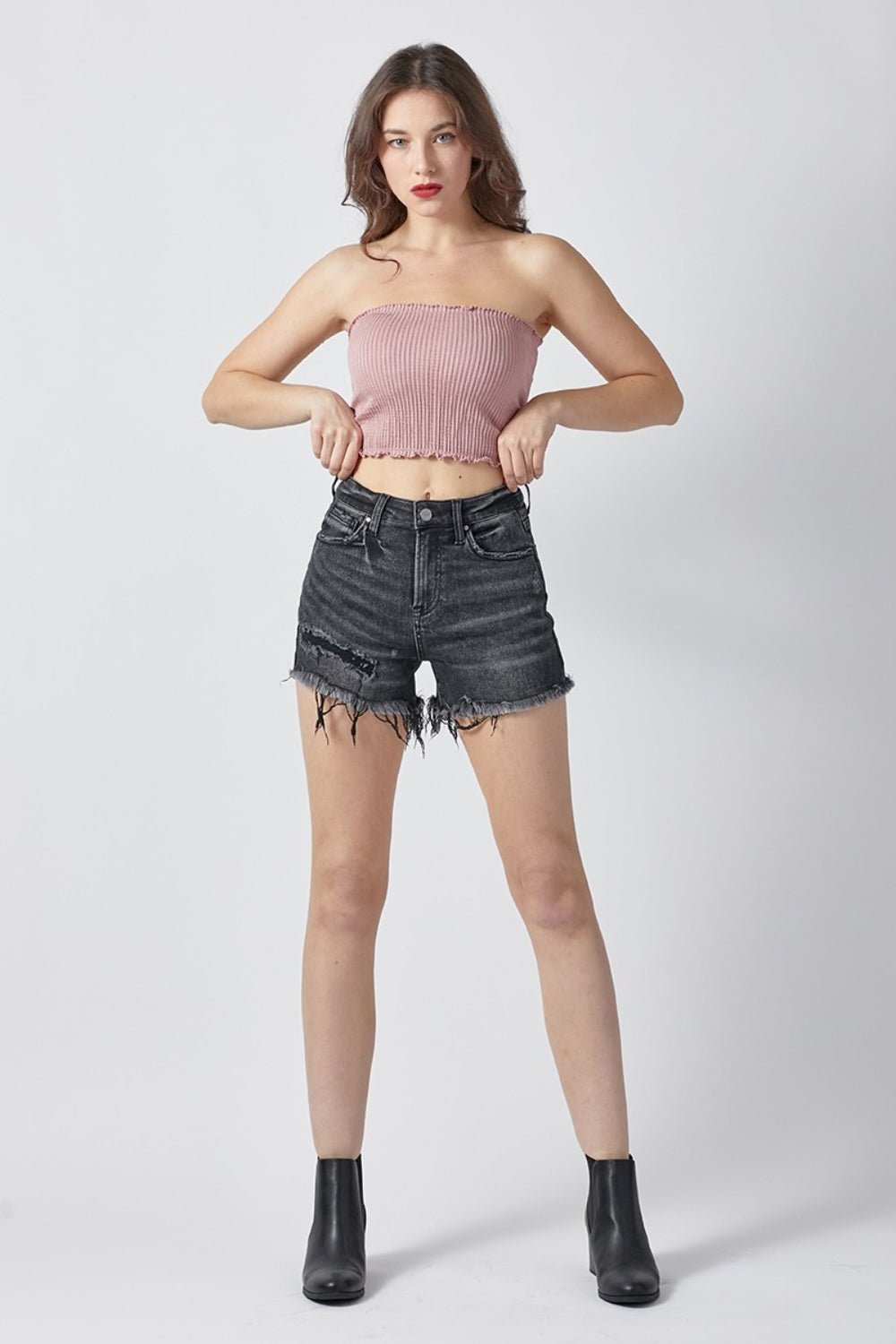 RISEN Raw Hem Denim Shorts with Pockets - GirlyBayJeans & DenimRISEN Raw Hem Denim Shorts with Pockets100100059631003SBlackGirlyBayRISEN Raw Hem Denim Shorts with Pockets