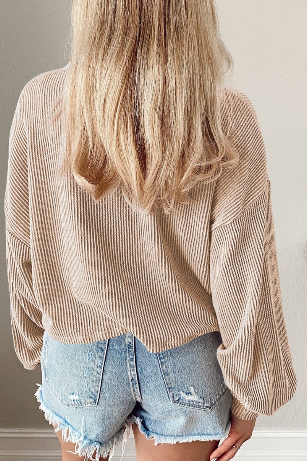 Round Neck Drop Shoulder Long Sleeve Top - GirlyBayRound Neck Drop Shoulder Long Sleeve Top100101310877398SBeigeGirlyBayRound Neck Drop Shoulder Long Sleeve Top