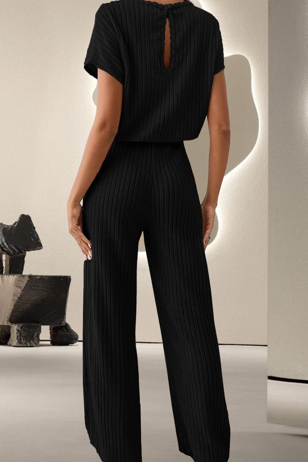 Round Neck Short Sleeve Jumpsuit - GirlyBayJumpsuits & RompersRound Neck Short Sleeve Jumpsuit100100723461183SBlackGirlyBayRound Neck Short Sleeve Jumpsuit