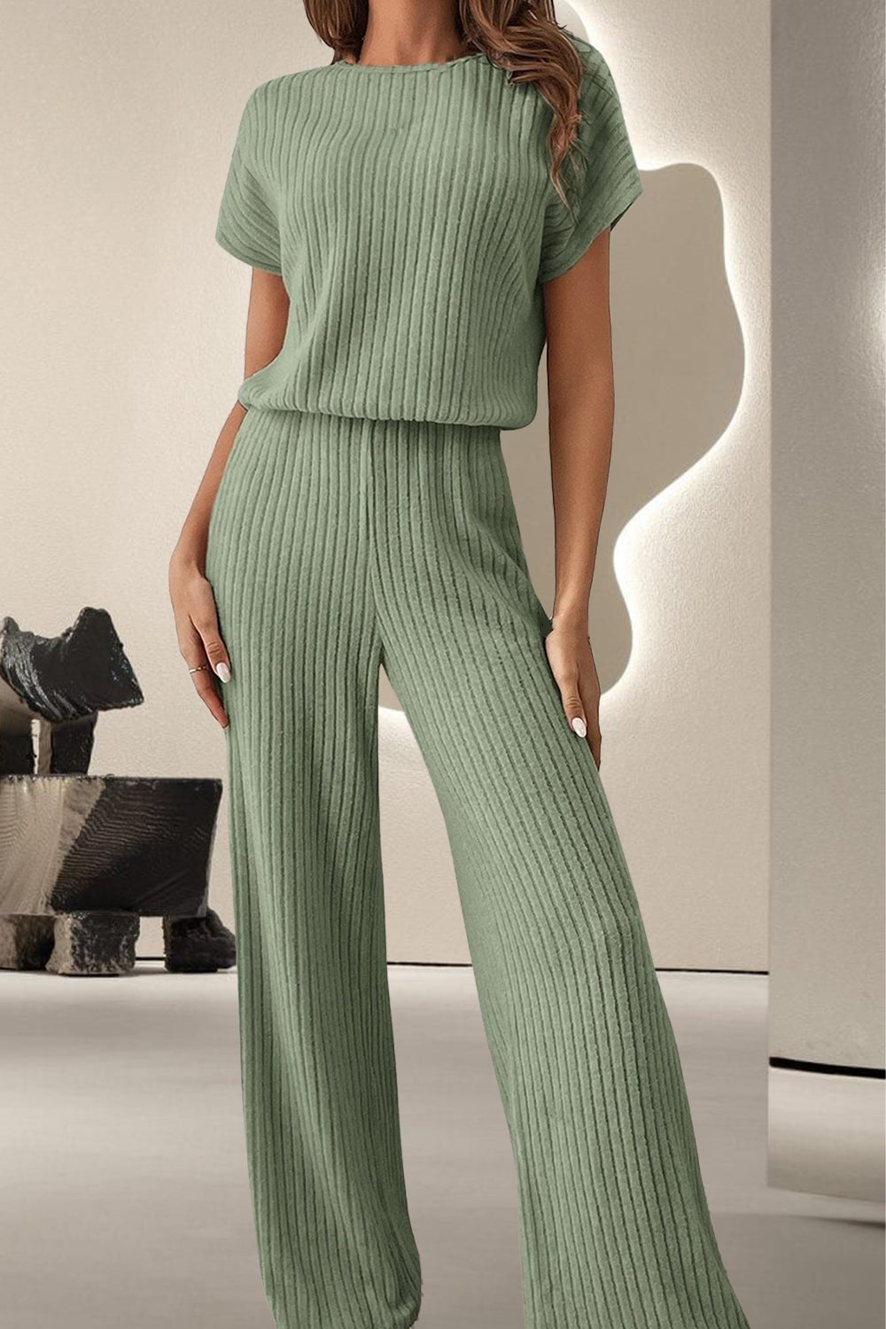 Round Neck Short Sleeve Jumpsuit - GirlyBayJumpsuits & RompersRound Neck Short Sleeve Jumpsuit100100723461265SSageGirlyBayRound Neck Short Sleeve Jumpsuit
