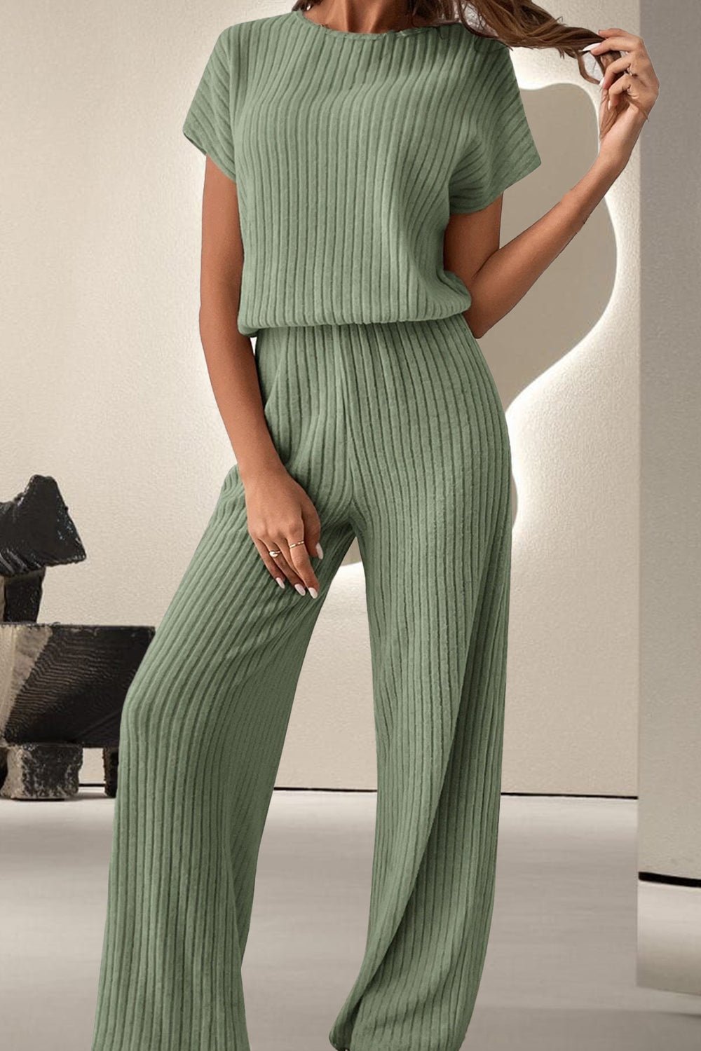 Round Neck Short Sleeve Jumpsuit - GirlyBayJumpsuits & RompersRound Neck Short Sleeve Jumpsuit100100723461265SSageGirlyBayRound Neck Short Sleeve Jumpsuit