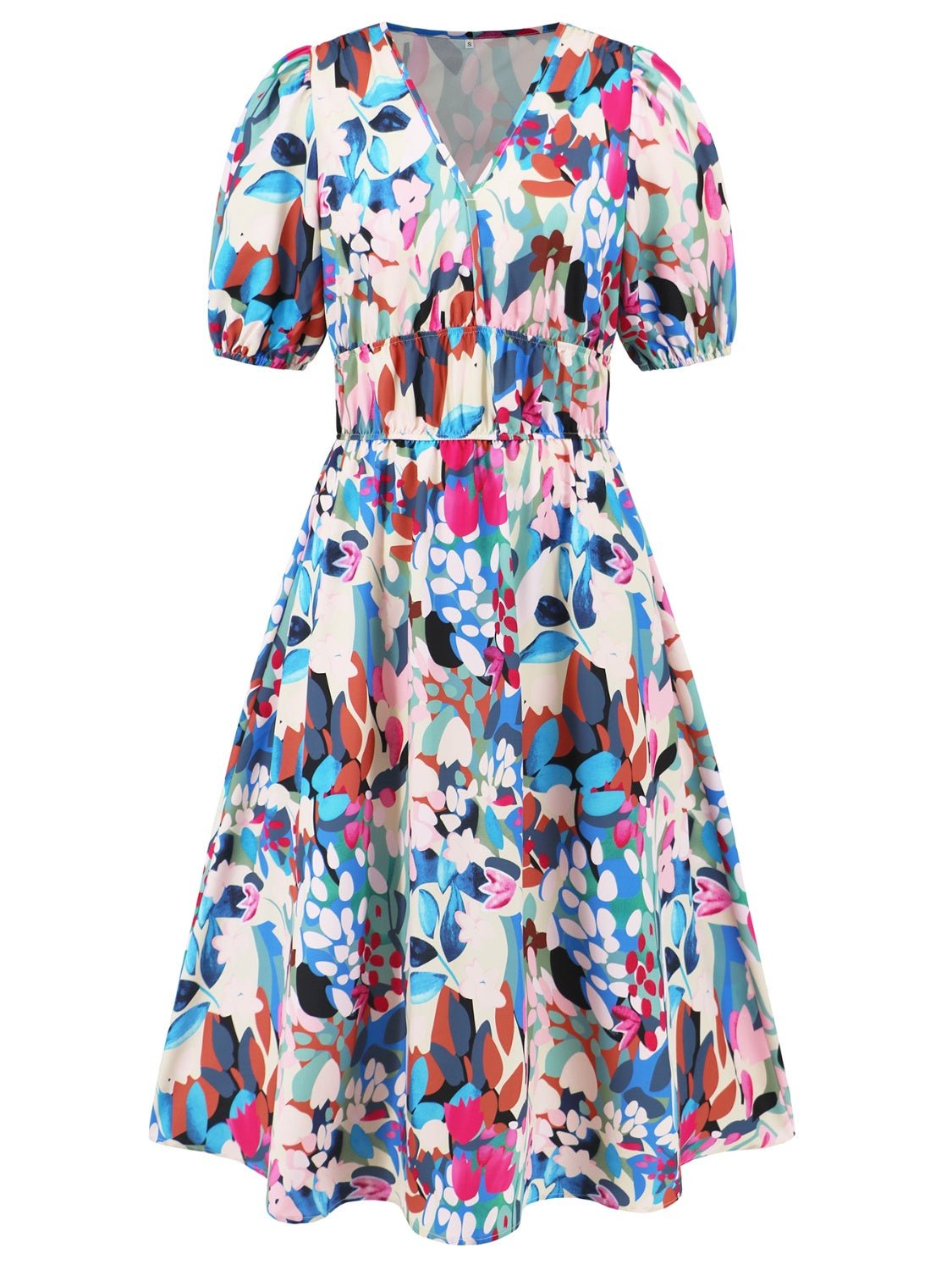 Ruched Printed Surplice Short Sleeve Dress - GirlyBayMaxi DressesRuched Printed Surplice Short Sleeve Dress100100588441391SSky BlueGirlyBayRuched Printed Surplice Short Sleeve Dress