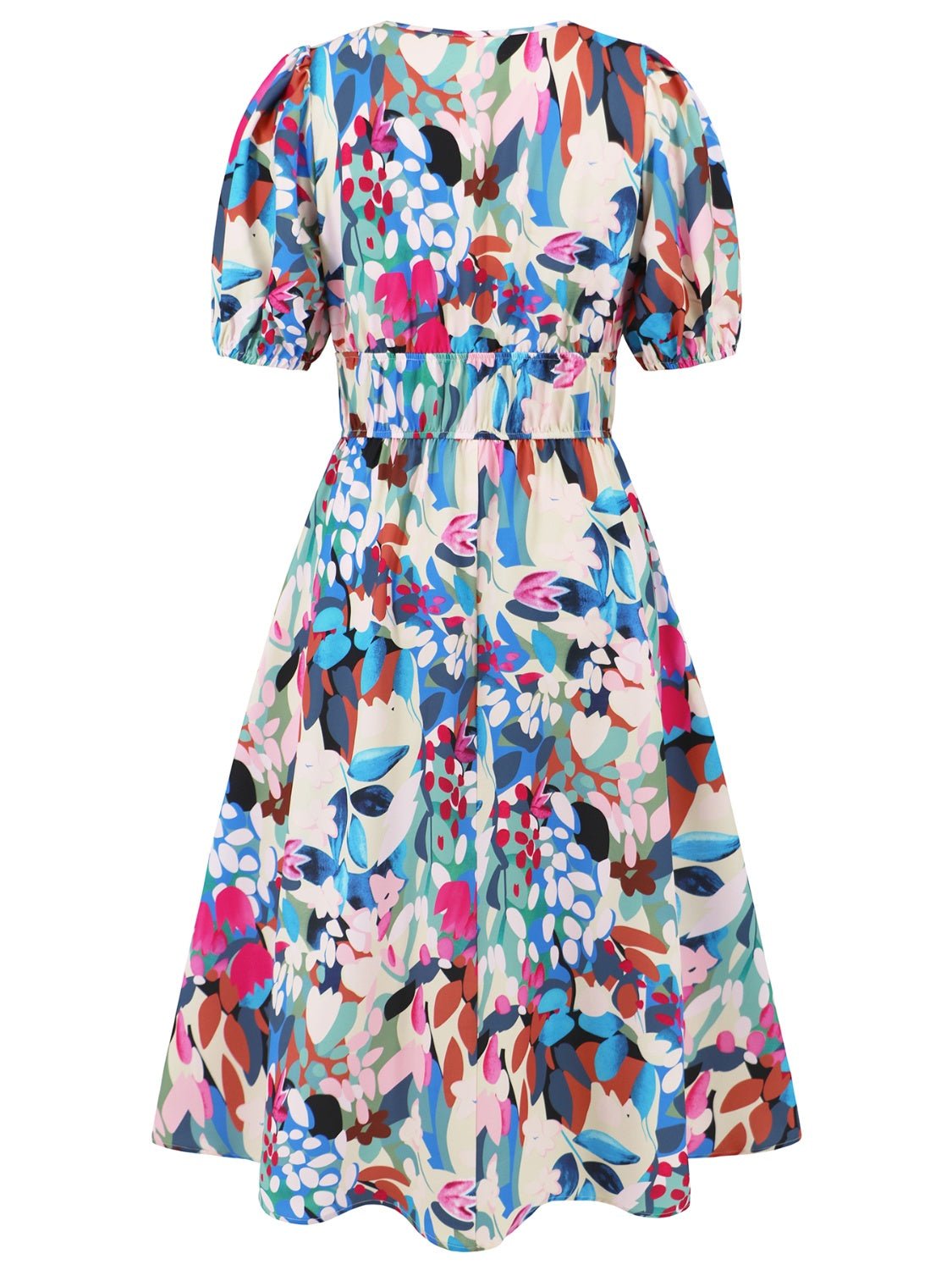 Ruched Printed Surplice Short Sleeve Dress - GirlyBayMaxi DressesRuched Printed Surplice Short Sleeve Dress100100588441391SSky BlueGirlyBayRuched Printed Surplice Short Sleeve Dress