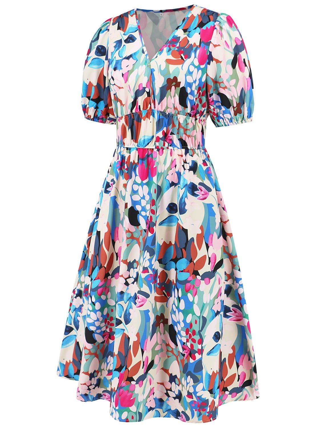 Ruched Printed Surplice Short Sleeve Dress - GirlyBayMaxi DressesRuched Printed Surplice Short Sleeve Dress100100588441391SSky BlueGirlyBayRuched Printed Surplice Short Sleeve Dress