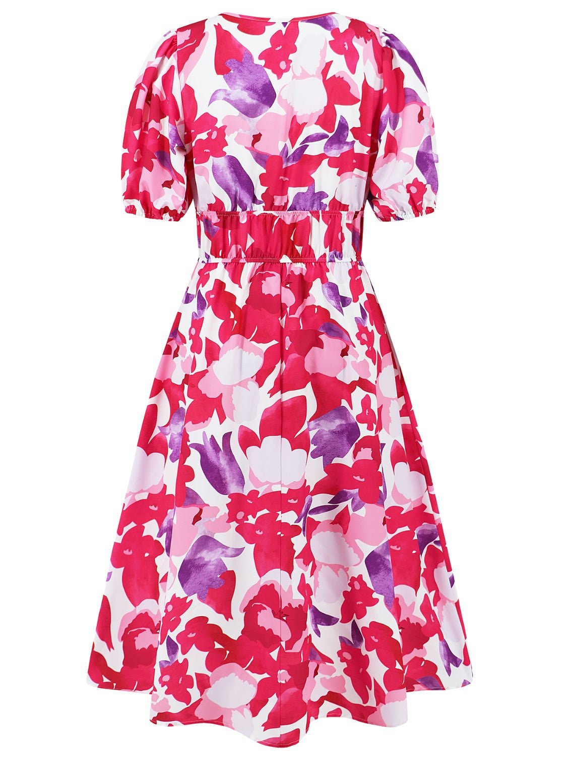 Ruched Printed Surplice Short Sleeve Dress - GirlyBayMaxi DressesRuched Printed Surplice Short Sleeve Dress100100588442152SHot PinkGirlyBayRuched Printed Surplice Short Sleeve Dress