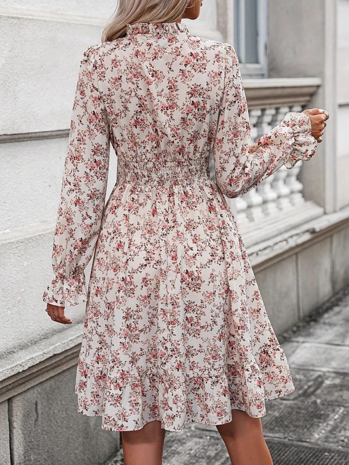 Ruffle Hem Floral Surplice Long Sleeve Dress - GirlyBayRuffle Hem Floral Surplice Long Sleeve Dress100100784547610SWatermelon pinkGirlyBayRuffle Hem Floral Surplice Long Sleeve Dress