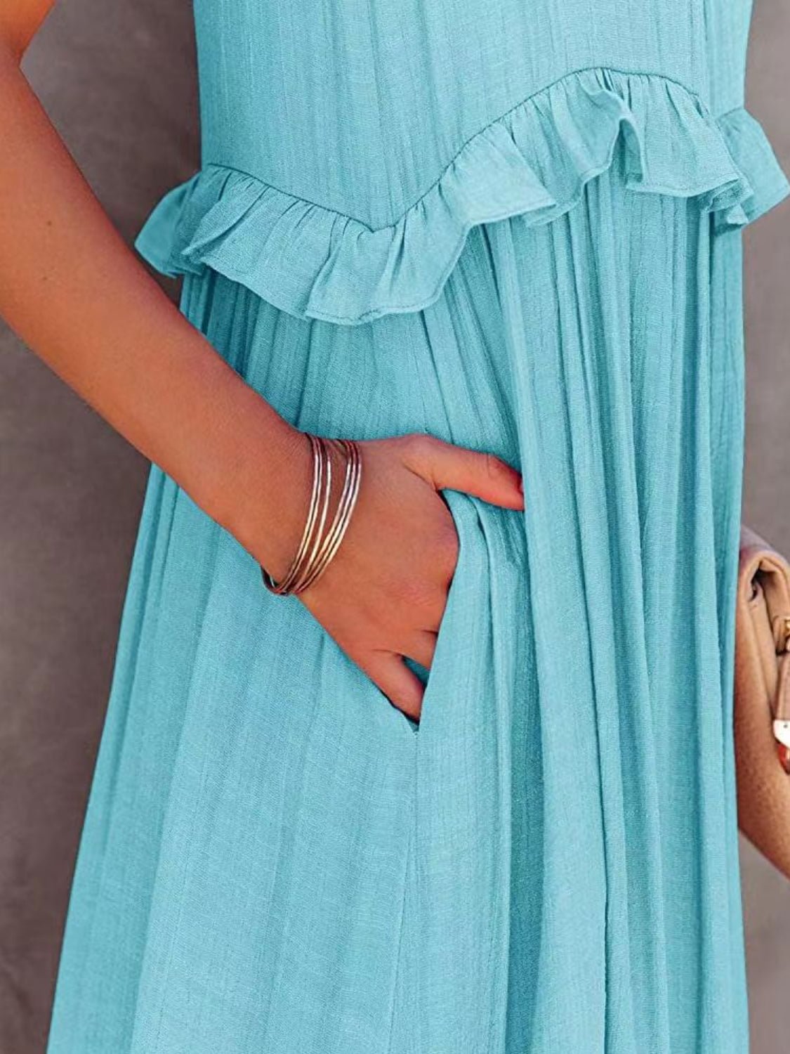 Ruffled Sleeveless Tiered Maxi Dress with Pockets - GirlyBayMaxi DressesRuffled Sleeveless Tiered Maxi Dress with Pockets100100788485705SSky BlueGirlyBayRuffled Sleeveless Tiered Maxi Dress with Pockets