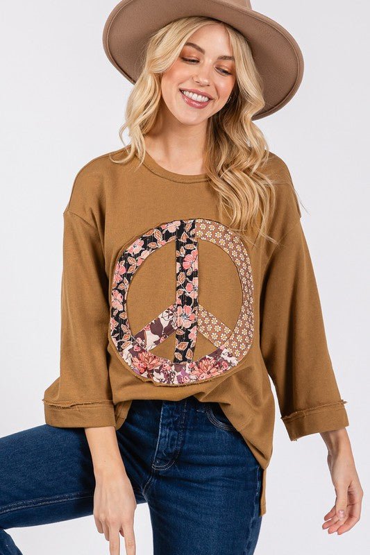 SAGE + FIG Floral Peace Patch Round Neck Top - GirlyBaySAGE + FIG Floral Peace Patch Round Neck Top100100970211439SCaramelGirlyBaySAGE + FIG Floral Peace Patch Round Neck Top