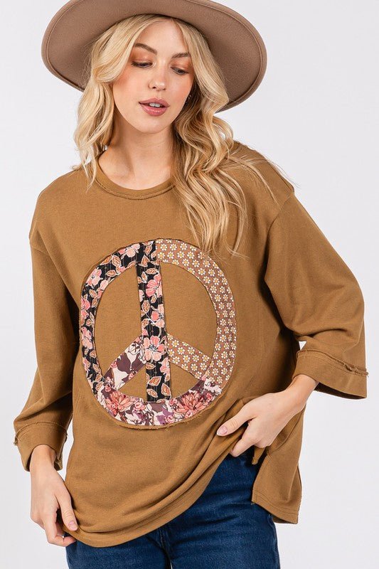 SAGE + FIG Floral Peace Patch Round Neck Top - GirlyBaySAGE + FIG Floral Peace Patch Round Neck Top100100970211439SCaramelGirlyBaySAGE + FIG Floral Peace Patch Round Neck Top