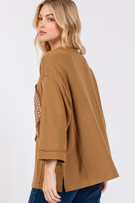 SAGE + FIG Floral Peace Patch Round Neck Top - GirlyBaySAGE + FIG Floral Peace Patch Round Neck Top100100970211439SCaramelGirlyBaySAGE + FIG Floral Peace Patch Round Neck Top