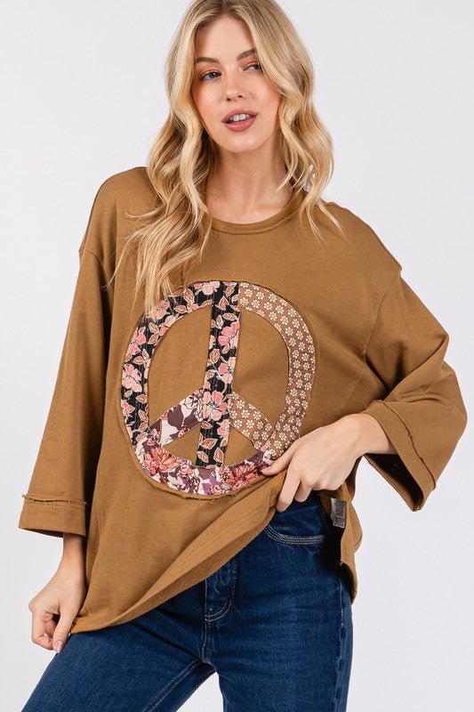 SAGE + FIG Floral Peace Patch Round Neck Top - GirlyBaySAGE + FIG Floral Peace Patch Round Neck Top100100970211439SCaramelGirlyBaySAGE + FIG Floral Peace Patch Round Neck Top
