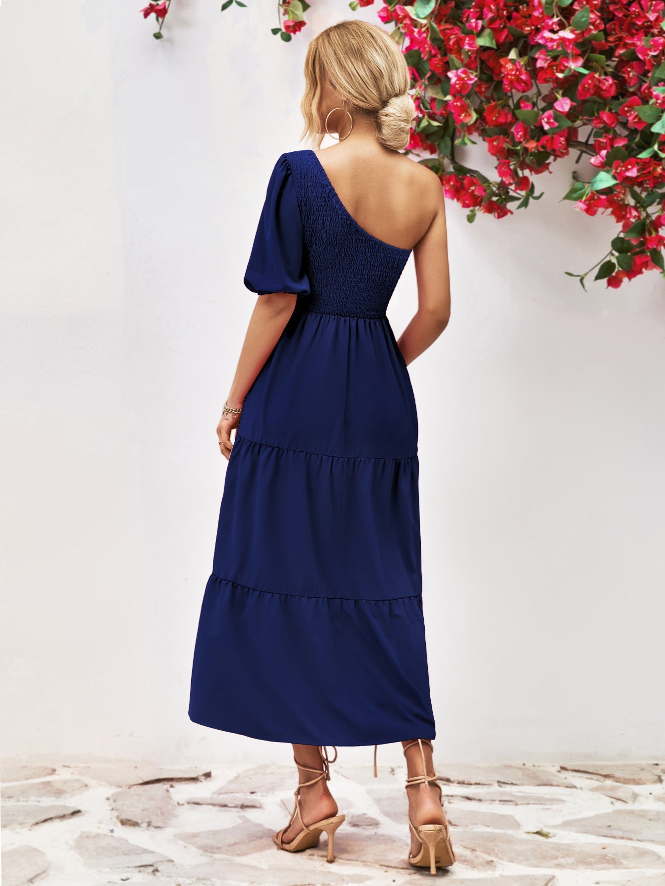 Smocked One - Shoulder Midi Dress - GirlyBayCocktail DressesSmocked One - Shoulder Midi Dress100100373133107SDark BlueGirlyBaySmocked One - Shoulder Midi Dress
