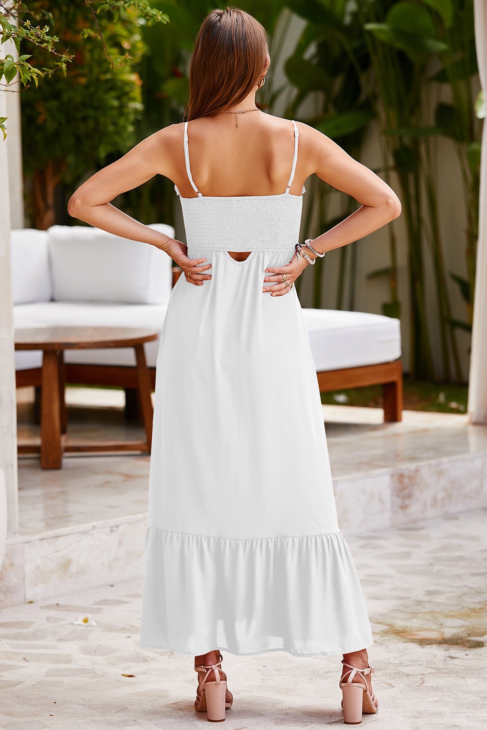 Smocked Spaghetti Strap Ruffle Hem Dress - GirlyBaySmocked Spaghetti Strap Ruffle Hem Dress100100168631864SWhiteGirlyBaySmocked Spaghetti Strap Ruffle Hem Dress