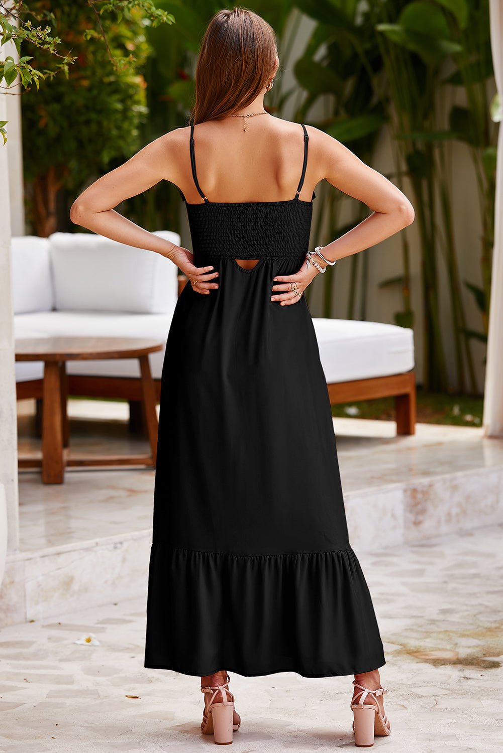 Smocked Spaghetti Strap Ruffle Hem Dress - GirlyBaySmocked Spaghetti Strap Ruffle Hem Dress100100168635423SBlackGirlyBaySmocked Spaghetti Strap Ruffle Hem Dress