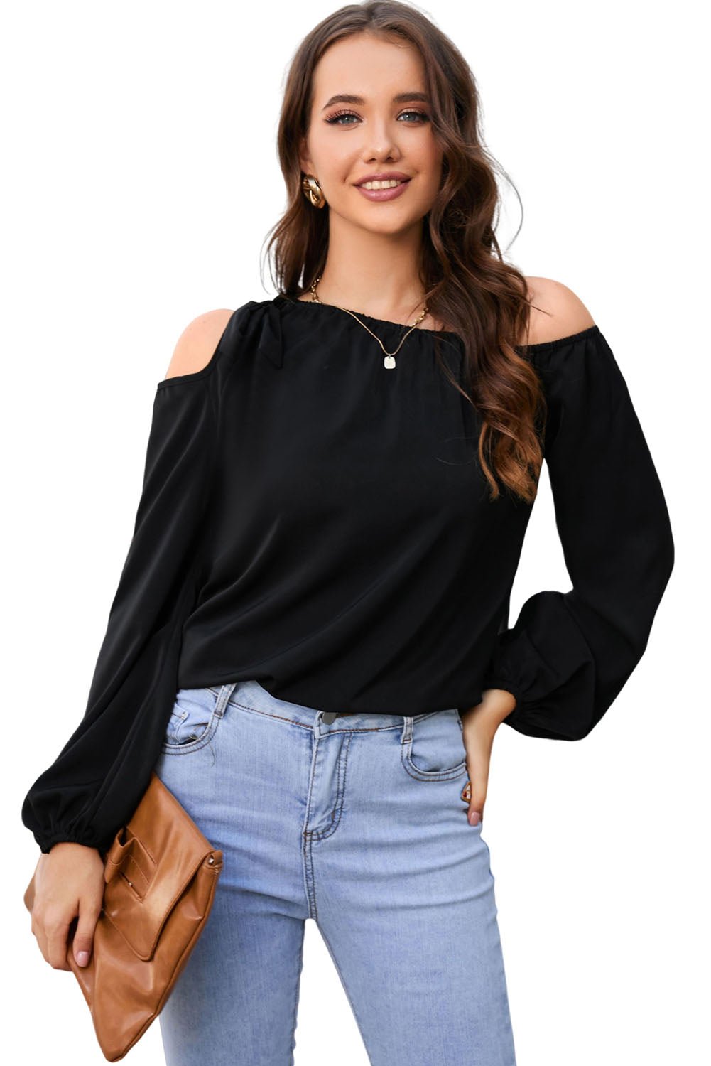 Tied Asymmetrical Neck Cold - Shoulder Blouse - GirlyBayTied Asymmetrical Neck Cold - Shoulder Blouse100101070755603SBlackGirlyBayTied Asymmetrical Neck Cold - Shoulder Blouse