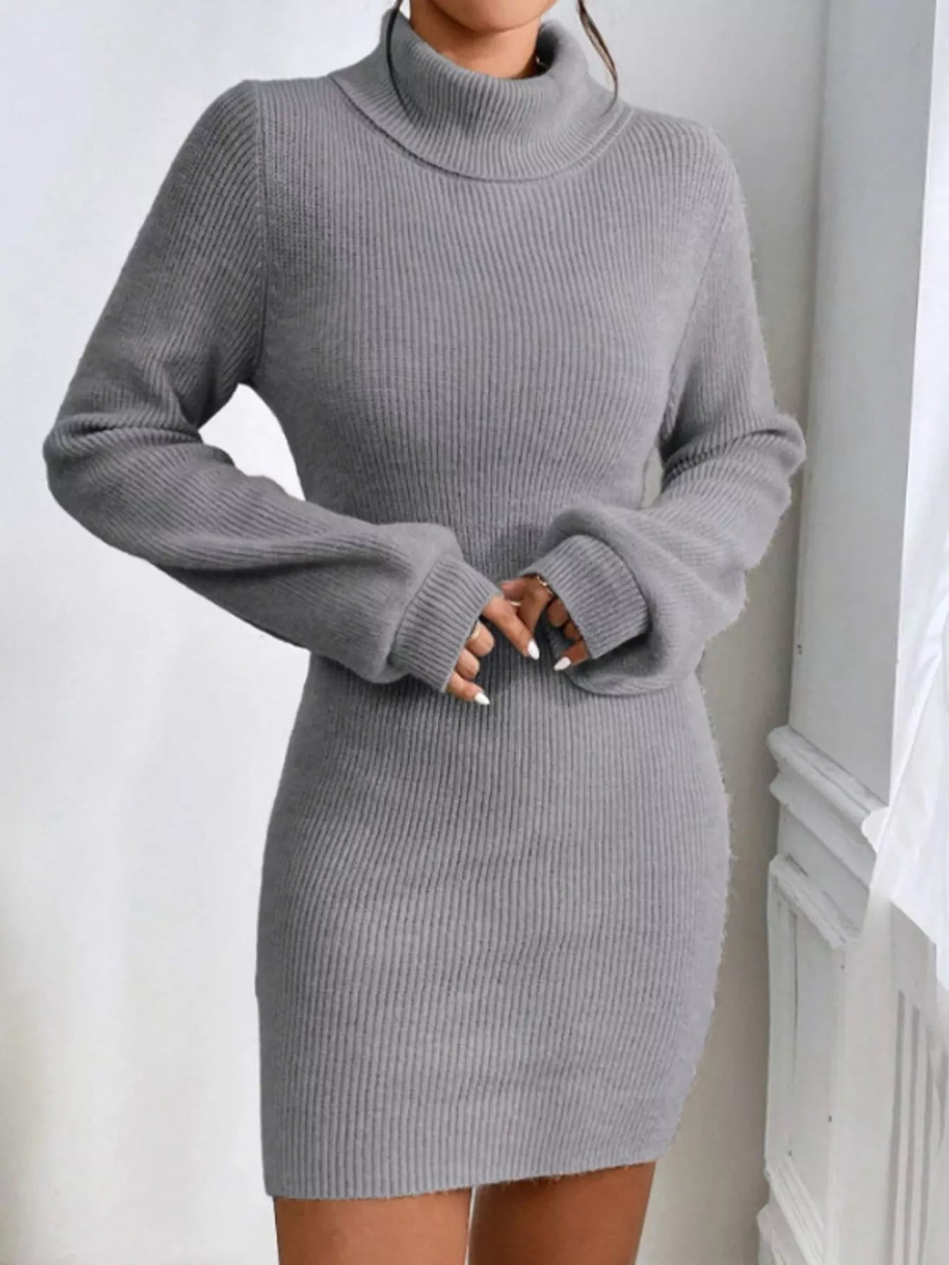 Turtleneck Knit Sweater Dress - GirlyBayCasual Dressesbef7b3b2cfea492997a0a0fe9ddb512e - Max - Origin100100853631416SGrayGirlyBaybef7b3b2cfea492997a0a0fe9ddb512e - Max - OriginTurtleneck Knit Sweater DressCasual DressesGirlyBay100100853631416